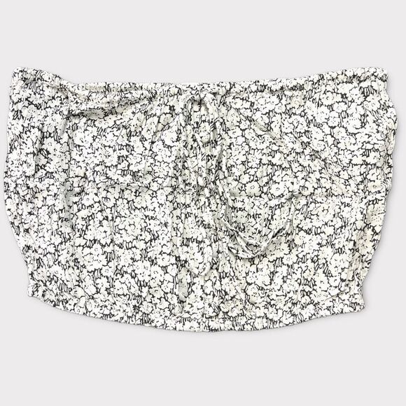 Volcom Women’s Black and White Floral Bae Bae Doll Tube Top Size XS or Medium - Picture 3 of 9